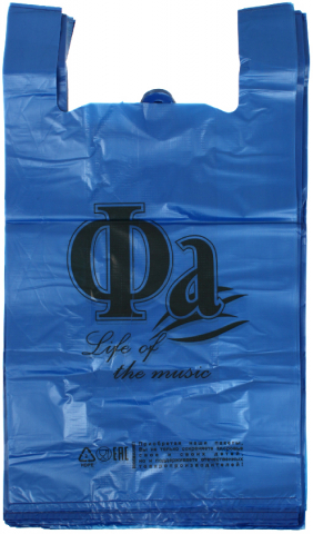 Пакет-майка «Комус» (ПНД), 30+16*55 см, 25 мкм, 100 шт., «Фа», синие