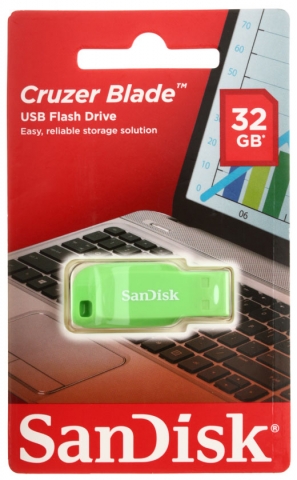 Флэш-накопитель SanDisk Cruzer Blade, 32Gb, корпус зеленый