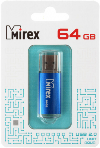 Флэш-накопитель Mirex Unit, 64Gb, корпус синий