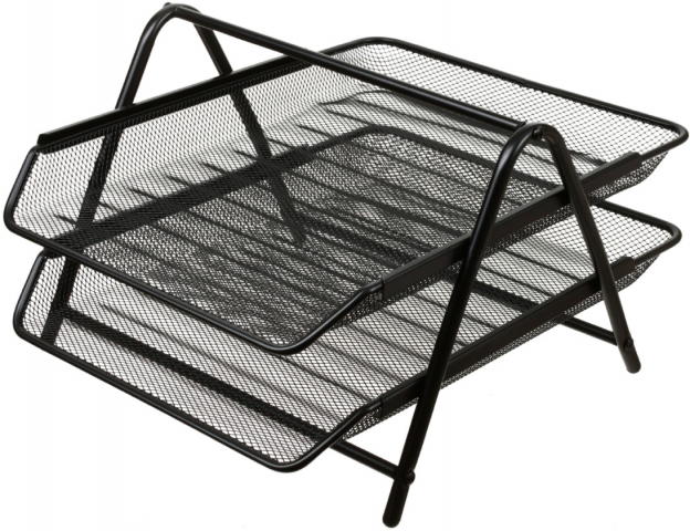 Лоток горизонтальный Attache 2 секции 340×270×35 мм, черный