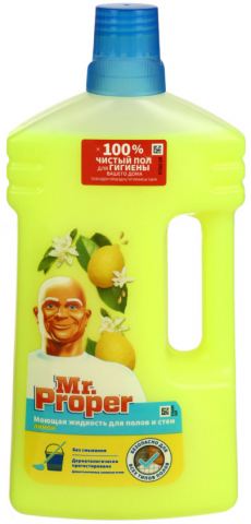 Средство для мытья полов и стен Mr.Proper 1000 мл, «Лимон»