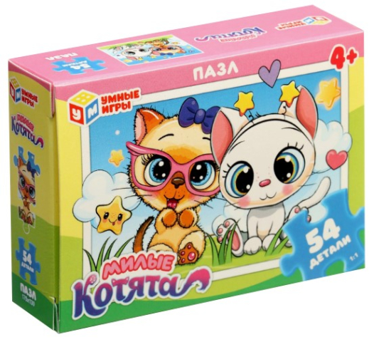 Пазлы детские Sima-Land 17,5×13 см, 54 элемента, «Милые котята», 4+ Пазлы детские Sima-Land 17,5×13 см, 54 элемента, «Милые котята», 4+