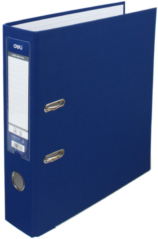 Папка-регистратор Deli «Эко» с односторонним ПВХ-покрытием корешок 75 мм, синий