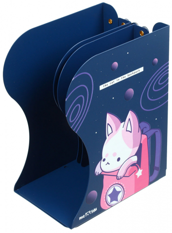 Подставка для книг Meshu 19×14,7×10,5 см, темно-синяя, Space Cat