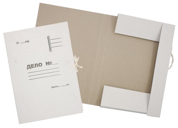 Папка картонная на завязках «Дело» А4, ширина корешка 30 мм, плотность 420 г/м², немелованная, белая