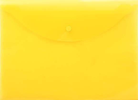 Папка-конверт пластиковая на кнопке inФормат толщина пластика 0,15 мм, прозрачная желтая
