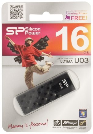 Флэш-накопитель Silicon Power Ultima U03, 16 Gb, корпус черный