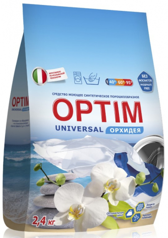 Порошок стиральный Optim Universal, 2,4 кг, «Орхидея»