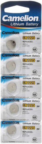 Батарейка литиевая дисковая Camelion Battery, CR1225, 3V, 5 шт.