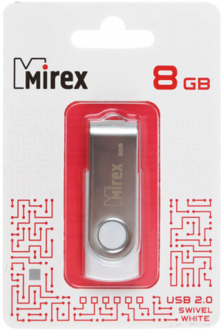 Флэш-накопитель Mirex Swivel, 8Gb, корпус белый