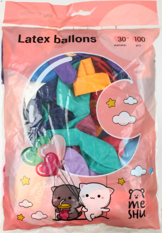 Шары воздушные Meshu 100 шт., 20 цветов, 12 Шары воздушные Meshu 100 шт., 20 цветов, 12