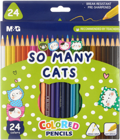 Карандаши цветные So Many Cats, 24 цвета, длина 175 мм Карандаши цветные So Many Cats, 24 цвета, длина 175 мм