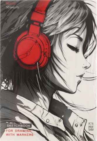 Скетчбук на склейке Meshu для рисования маркерами (А5), 135*195 мм, 50 л., Girl Аnd Music