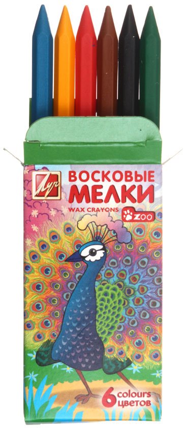 Мелки (карандаши) восковые «Луч», 6 шт., 6 цветов, диаметр 8 мм, длина 90 мм Мелки (карандаши) восковые «Луч», 6 шт., 6 цветов, диаметр 8 мм, длина 90 мм