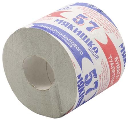 Бумага туалетная «Мякишко» 1 рулон, ширина 90 мм, «57», серая