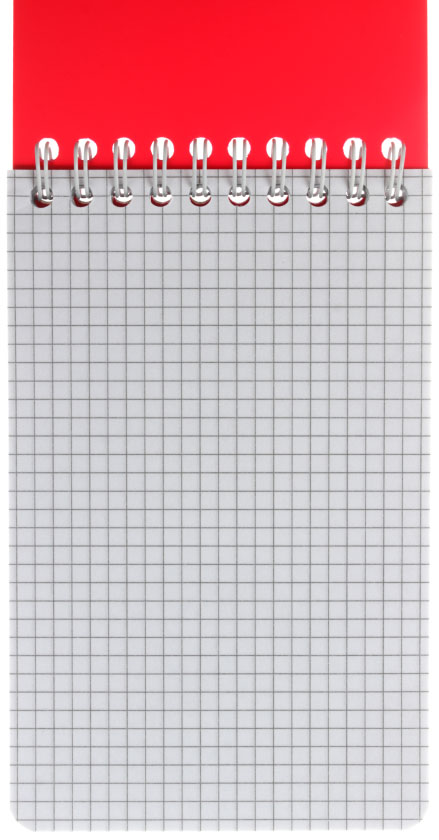 Блокнот на гребне «Беларусь», 90*145 мм, 65 л., клетка, красный