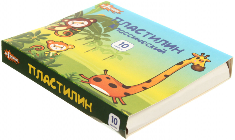 Пластилин «Джунгли» №1School 10 цветов, 150 г, со стеком