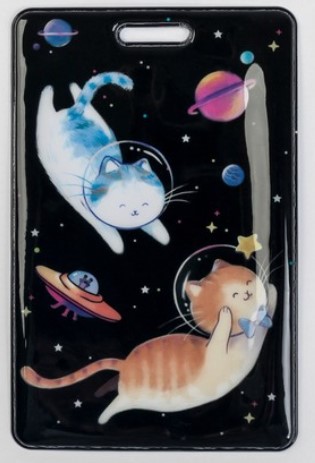 Чехол для бейджа и карточек Sima-Land (ПВХ), 6,5*10,5 см, «Коты в космосе» (без шнура-держателя)