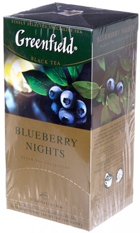 Чай Greenfield пакетированный, 50 г, 25 пакетиков, Blueberry Nights, чай черный с ароматом черники и сливок