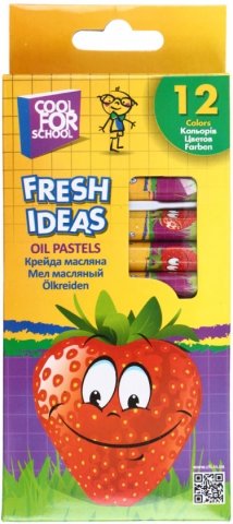 Мелки масляные Fresh Ideas, 12 цветов, 12 шт., диаметр 10 мм, длина 73 мм Мелки масляные Fresh Ideas, 12 цветов, 12 шт., диаметр 10 мм, длина 73 мм