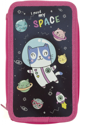 Пенал трехкамерный ArtSpace, 190*110 мм, SpaceCat