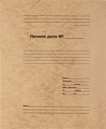 Папка картонная «Личное дело» со скоросшивателем, А4, ширина корешка 30 мм, плотность 570 г/м2, бежевая