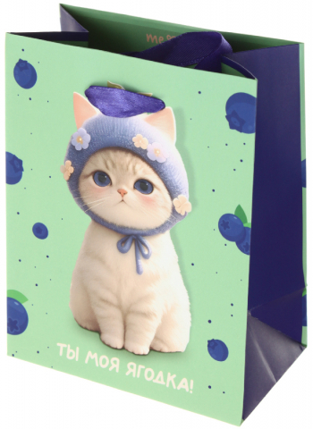 Пакет подарочный Meshu, 11*14*6,5 см, Berry Cat