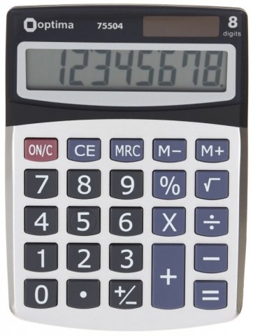 Калькулятор 8-разрядный Optima 75504 компактный, серый