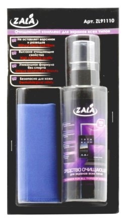 Комплект для очистки экранов всех типов Zala , спрей 100 мл Комплект для очистки экранов всех типов Zala , спрей 100 мл