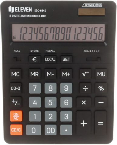 Калькулятор 16-разрядный Eleven SDC-664S, черный