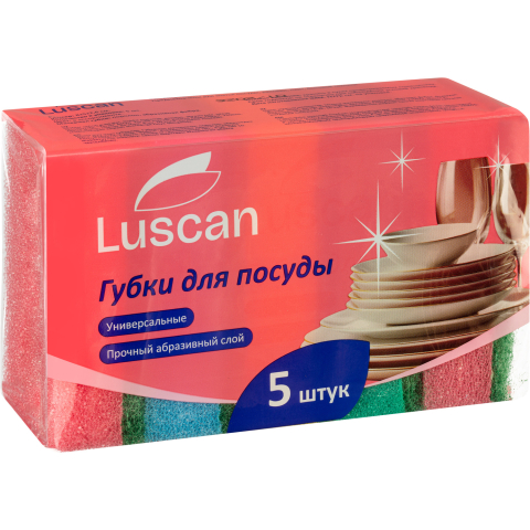 Губки для посуды Luscan 80×50×26 мм, 5 шт. Губки для посуды Luscan 80×50×26 мм, 5 шт.