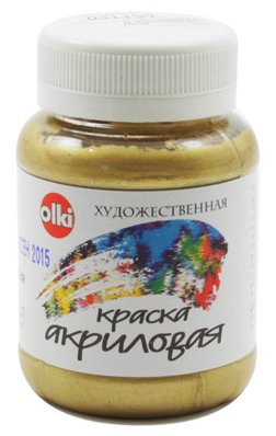 Краска акриловая художественная металлик Olki, 100 мл, золотая светлая (имитация) Краска акриловая художественная металлик Olki, 100 мл, золотая светлая (имитация)