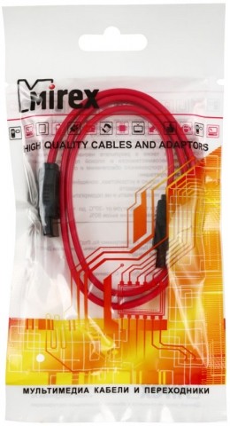 Кабель соединительный Mirex Serial ATA, 0,5 м, красный Кабель соединительный Mirex Serial ATA, 0,5 м, красный