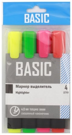 Набор маркеров-текстовыделителей Basic, 4 цвета