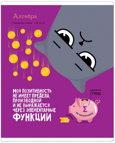 Тетрадь предметная А5, 48 л. на скобе «Котоцинизм», 165*202 мм, клетка, «Алгебра»