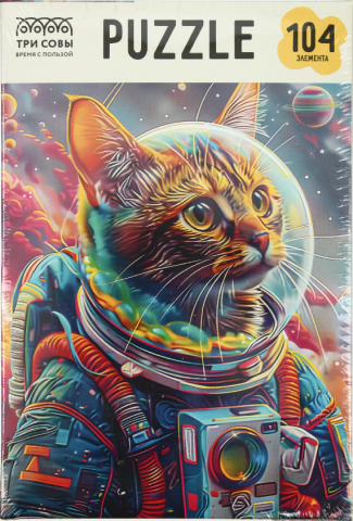 Пазлы «Три совы» 33×22 см, 104 элемента, «Кот-космонавт»