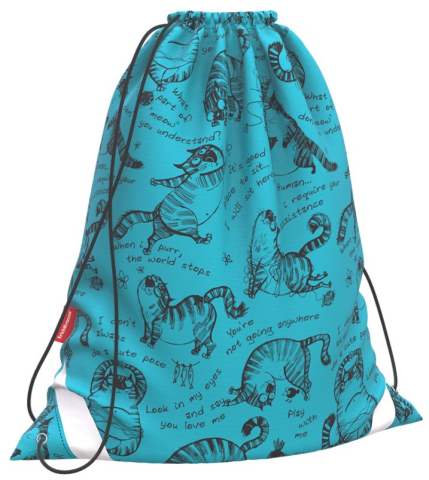 Мешок для обуви ErichKrause Zen Cats, 365*440 мм, Turquoise Мешок для обуви ErichKrause Zen Cats, 365*440 мм, Turquoise