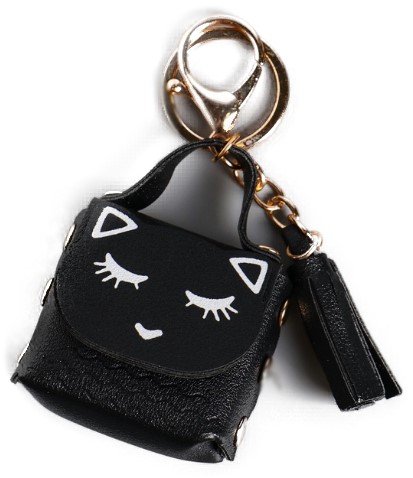 Брелок для ключей из искусственной кожи Sima-Land, 5*2,5*6 см, «Сумочка. Котик», цвет чёрный