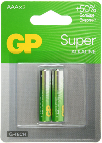 Батарейки щелочные GP Super G-Tech ААА, LR03, 1.5V, 2 шт. Батарейки щелочные GP Super G-Tech ААА, LR03, 1.5V, 2 шт.