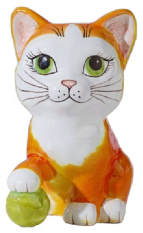 Сувенир с ярославской майоликой высота 10 см, «Котенок-фигура», ассорти