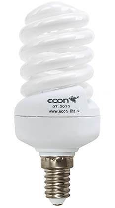 Лампа энергосберегающая Econ, 15Вт (75Вт), 230-240 V, 2700 К, (теплый свет), цоколь E14
