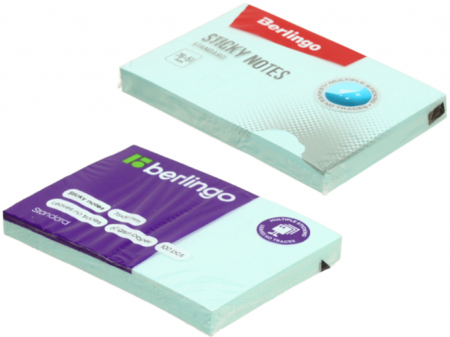 Бумага для заметок с липким краем Berlingo Standard 76×51 мм, 1 блок×100 л., голубая