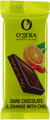 Шоколад O'Zera, 24 г, Dark&Orange, темный с апельсиновыми криспами и перцем чили