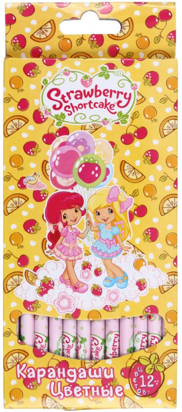 Карандаши цветные Strawberry Shortcake, 12 цветов, длина 175 мм, ассорти 