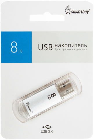 Флеш-накопитель SmartBuy V-Cut (2.0) 8 Gb, корпус серебристый Флеш-накопитель SmartBuy V-Cut (2.0) 8 Gb, корпус серебристый