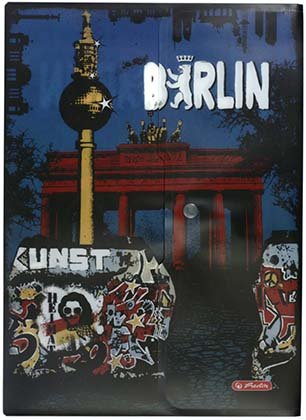 Папка-конверт пластиковая на кнопке City Trips Berlin А4+, 240*330 мм, толщина пластика 0,18 мм, с рисунком 