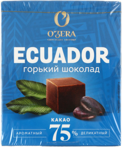 Шоколад O'Zera горький, 90 г, Ecuador, 75%, «Ароматный и деликатный»