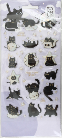 Наклейки гелевые Meshu 10×23 см, 43 шт., Moon Cat Наклейки гелевые Meshu 10×23 см, 43 шт., Moon Cat