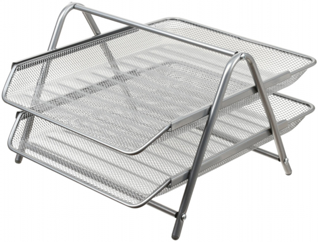 Лоток горизонтальный Attache 2 секции 340×270×35 мм, серебристый