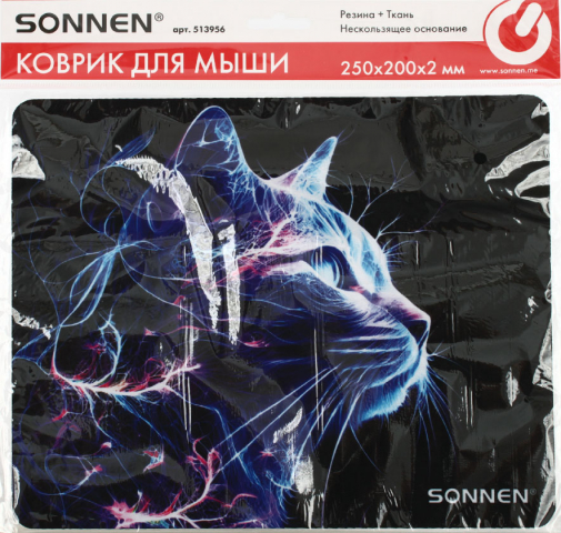 Коврик для мыши Sonnen 250×200×2 мм, Neon Cat